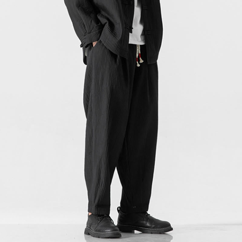 Nimara Ritual Fall Solid Color Drawstring Men's Ankle-Length Harem Pants With Pockets