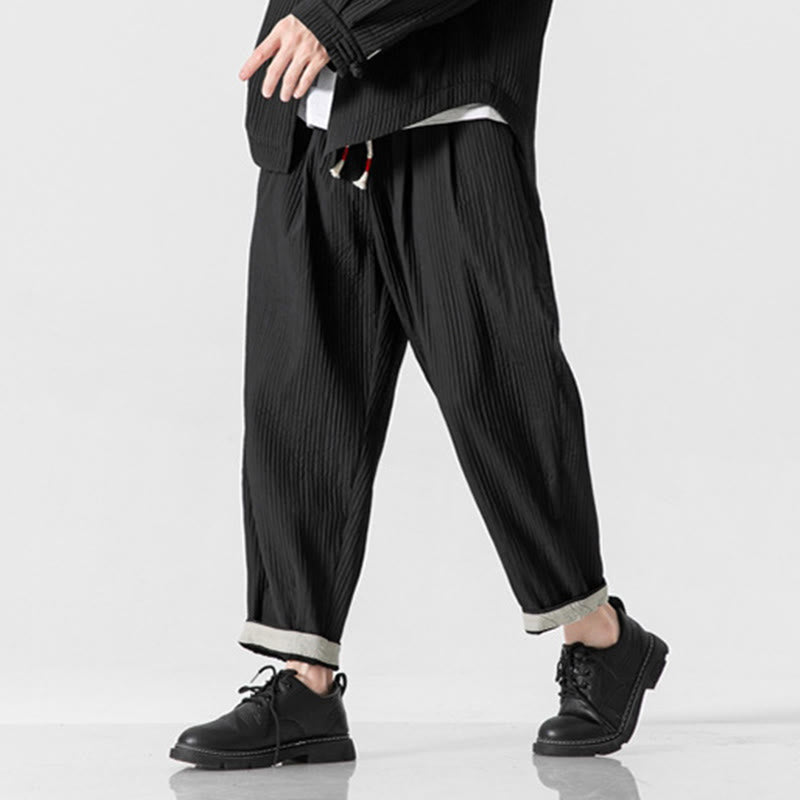 Nimara Ritual Fall Solid Color Drawstring Men's Ankle-Length Harem Pants With Pockets