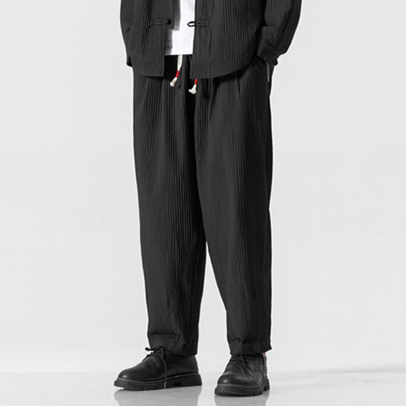 Nimara Ritual Fall Solid Color Drawstring Men's Ankle-Length Harem Pants With Pockets