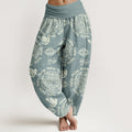 Nimara Ritual Cotton Light Color Dragon Cloud Pattern Women's Elastic Waist Harem Pants