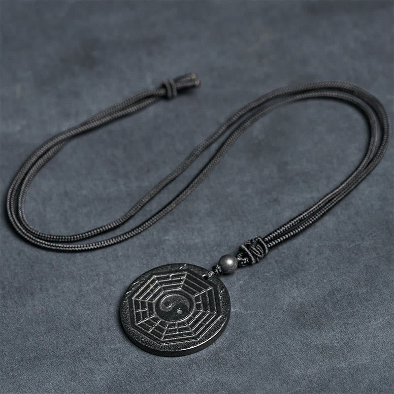 Nimara Ritual Authentic Shungite Stone Yin Yang Bagua Protection Necklace Pendant