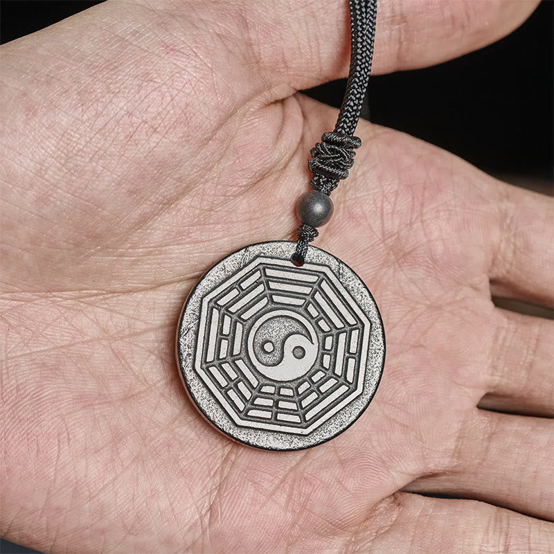 Nimara Ritual Authentic Shungite Stone Yin Yang Bagua Protection Necklace Pendant