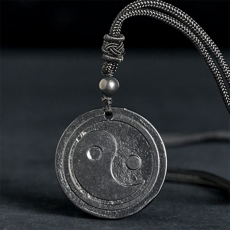 Nimara Ritual Natural Authentic Shungite Stone Carved Yin Yang Protection Necklace Pendant