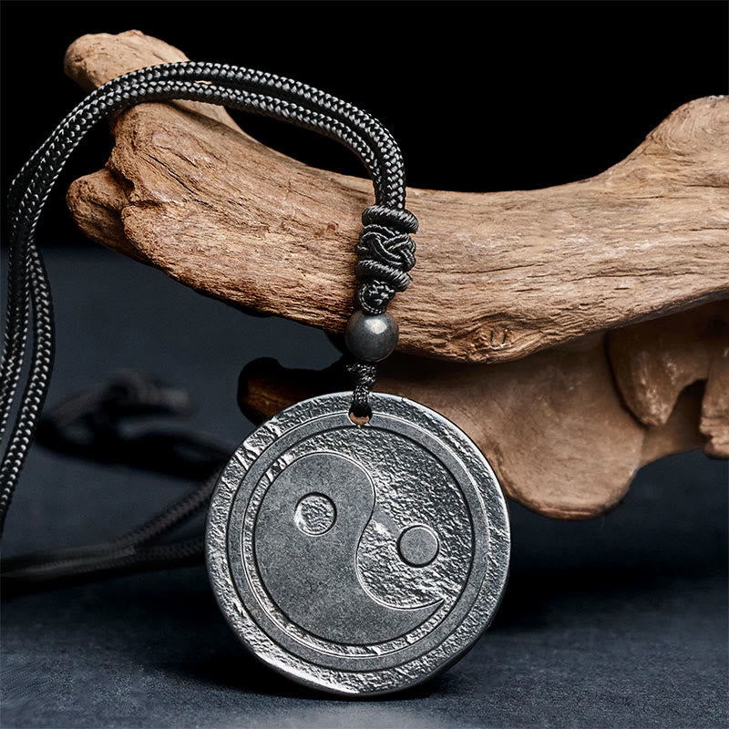 Nimara Ritual Natural Authentic Shungite Stone Carved Yin Yang Protection Necklace Pendant