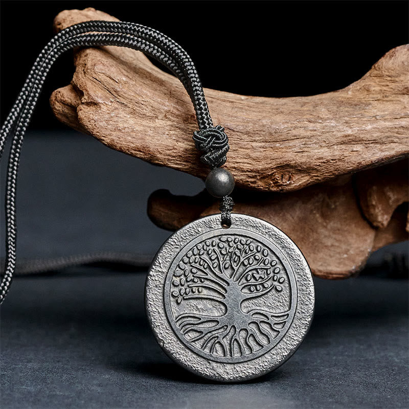 Nimara Ritual The Tree of Life Carving Pattern Authentic Shungite Stone Protection Necklace Pendant