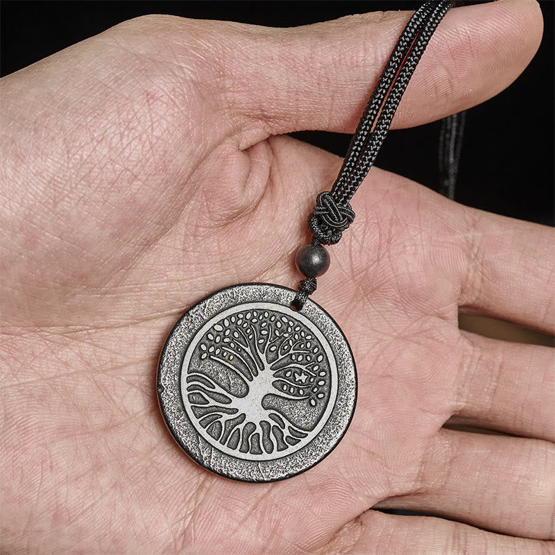 Nimara Ritual The Tree of Life Carving Pattern Authentic Shungite Stone Protection Necklace Pendant