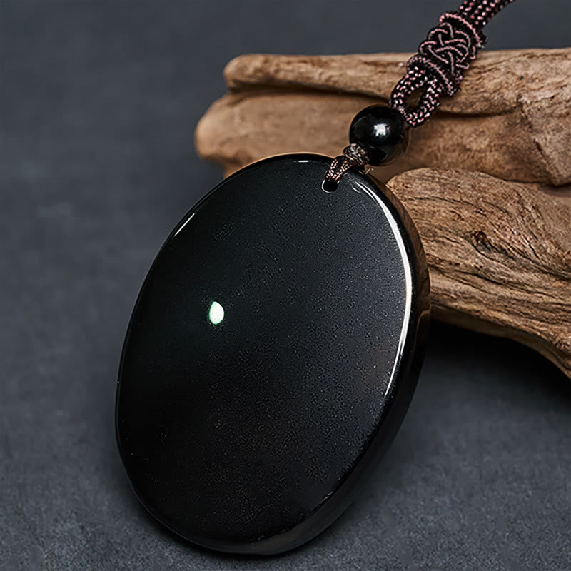 Nimara Ritual Ganesh Elephant Relief Design Natural Black Obsidian Strength Necklace Pendant