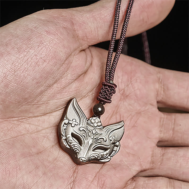 Nimara Ritual Relief Fox Design Silver Sheen Obsidian Ice Obsidian Protection Necklace Pendant
