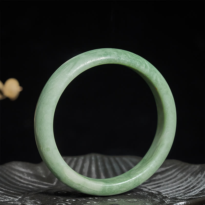 Luck and Prosperity Natural Jade Simple Design Cuff Bangle Bracelet