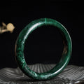 Self-confidence and Protection Nanyang Black-Green Jade Cuff Bangle Bracelet