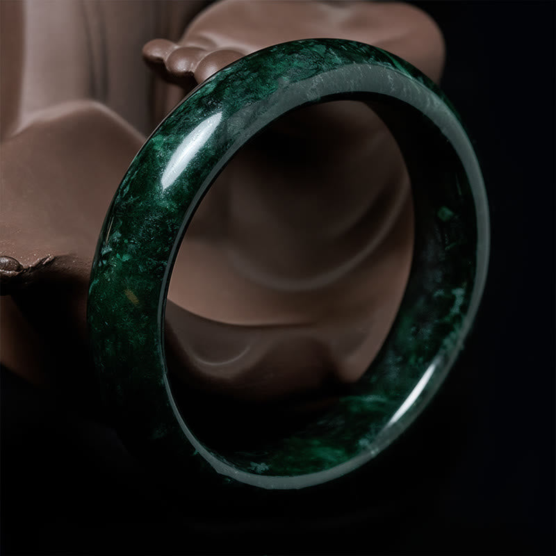 Nimara Ritual Nanyang Black-Green Jade Protection Cuff Bangle Bracelet