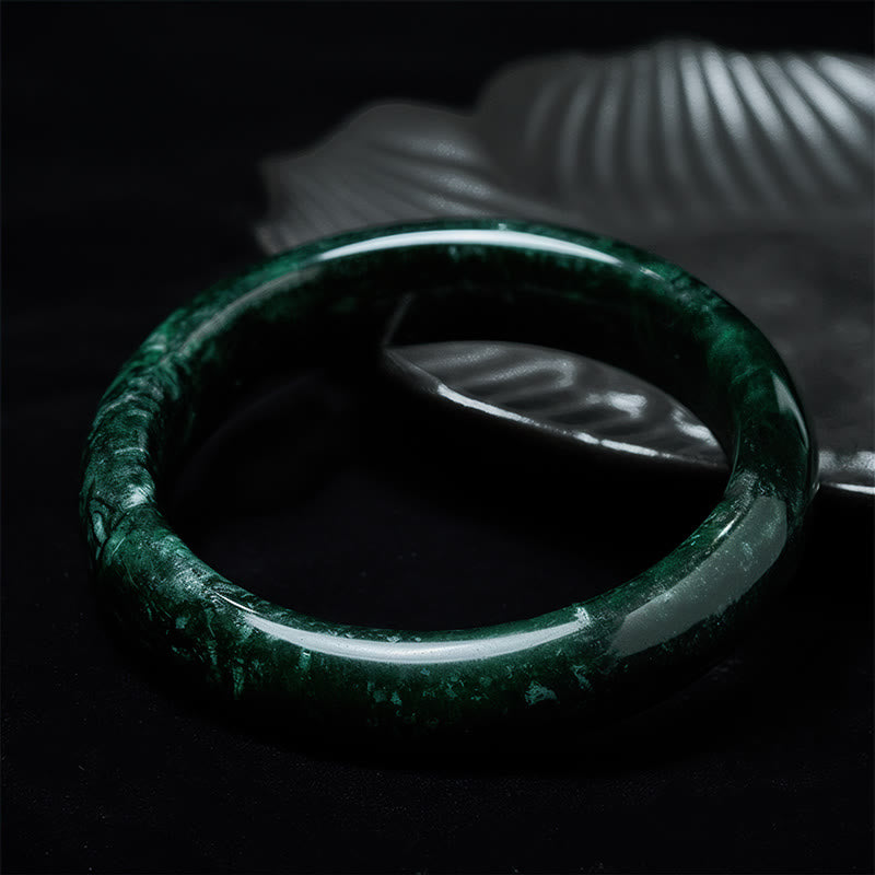 Self-confidence and Protection Nanyang Black-Green Jade Cuff Bangle Bracelet