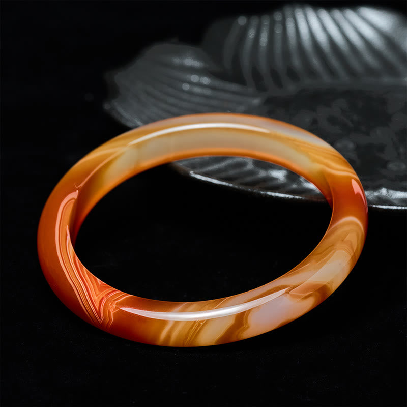 Nimara Ritual Veined Pattern Red Agate Calm Cuff Bangle Bracelet