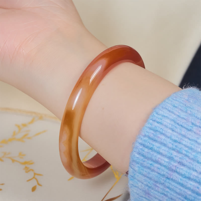 Nimara Ritual Veined Pattern Red Agate Calm Cuff Bangle Bracelet