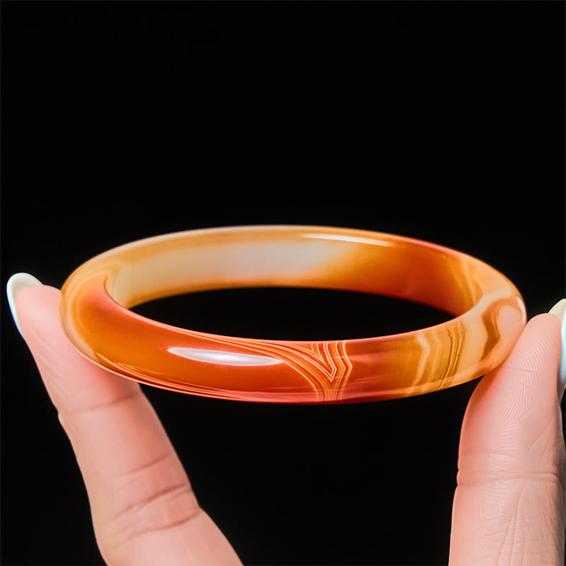 Nimara Ritual Veined Pattern Red Agate Calm Cuff Bangle Bracelet