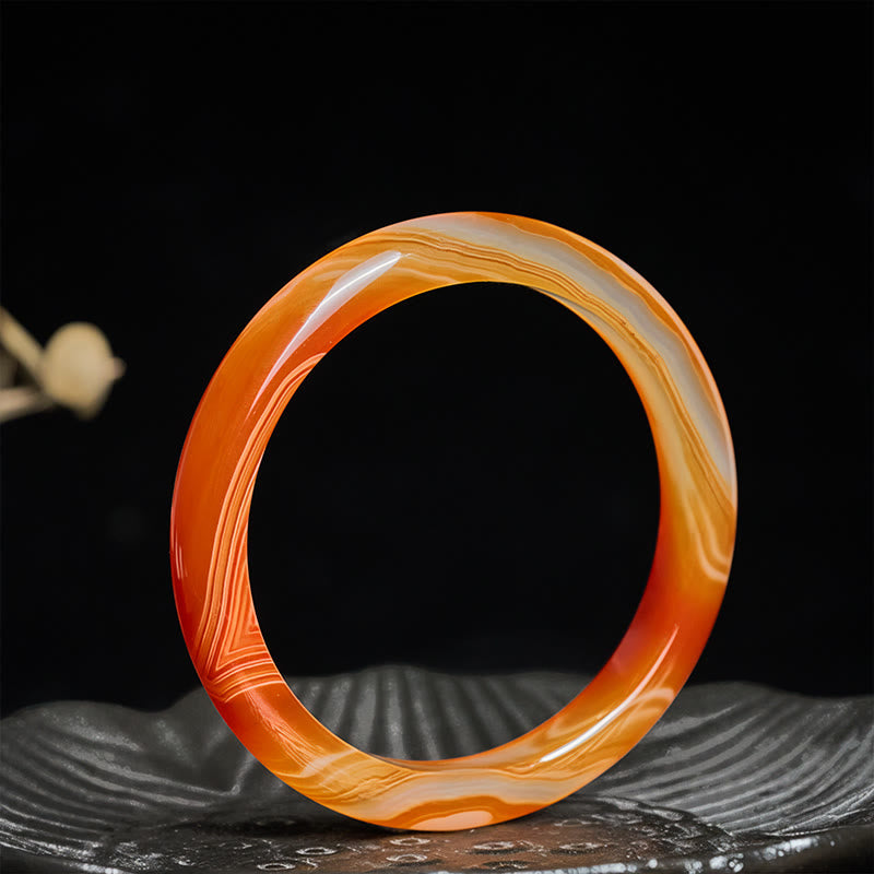 Nimara Ritual Veined Pattern Red Agate Calm Cuff Bangle Bracelet