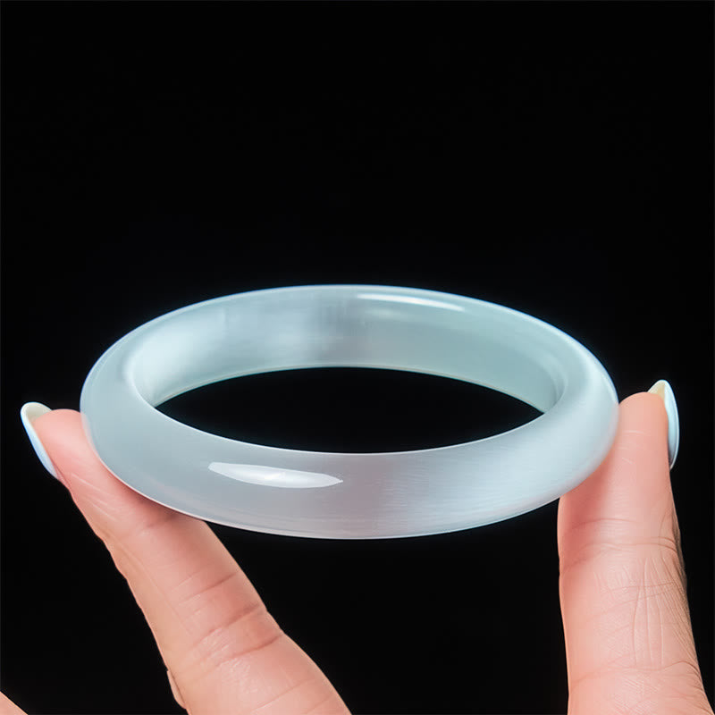 Nimara Ritual White Cat's Eye Abundance Spiritual Cuff Bangle Bracelet
