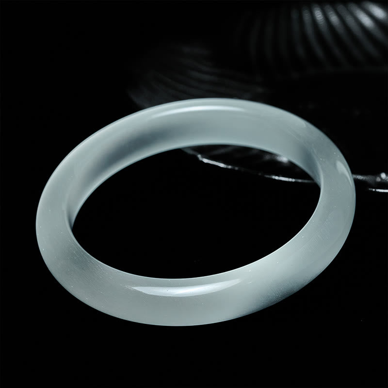 Abundance and Spiritual White Cat's Eye Cuff Bangle Bracelet