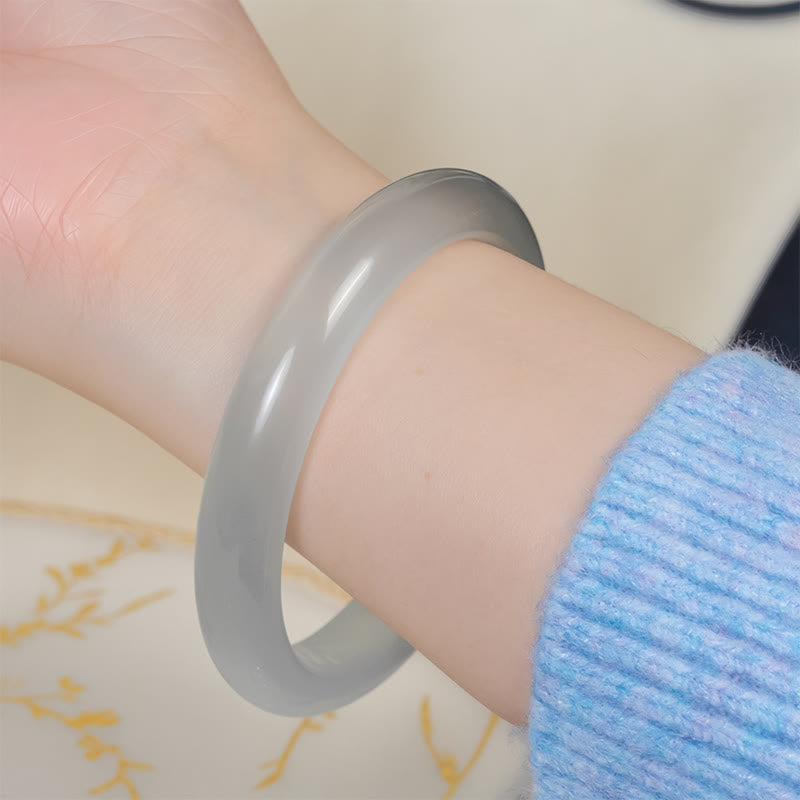 Abundance and Spiritual White Cat's Eye Cuff Bangle Bracelet
