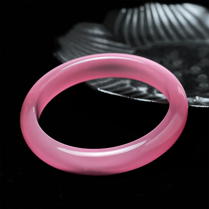 Nimara Ritual Pink Cat's Eye Stone Peace Love Cuff Bangle Bracelet
