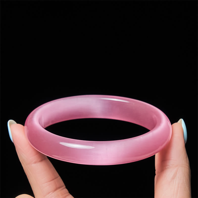 Nimara Ritual Pink Cat's Eye Stone Peace Love Cuff Bangle Bracelet