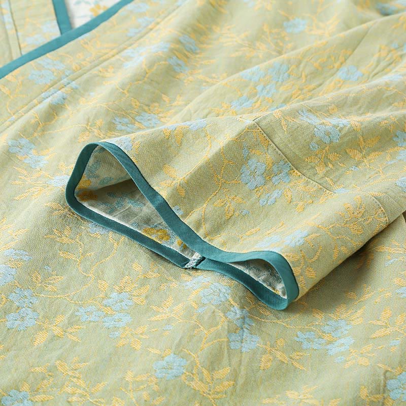 Nimara Ritual 2pcs Colorful Floral Leaf Long Sleeve V-Neck Shirt Pants Cotton Pajamas Set With Pockets