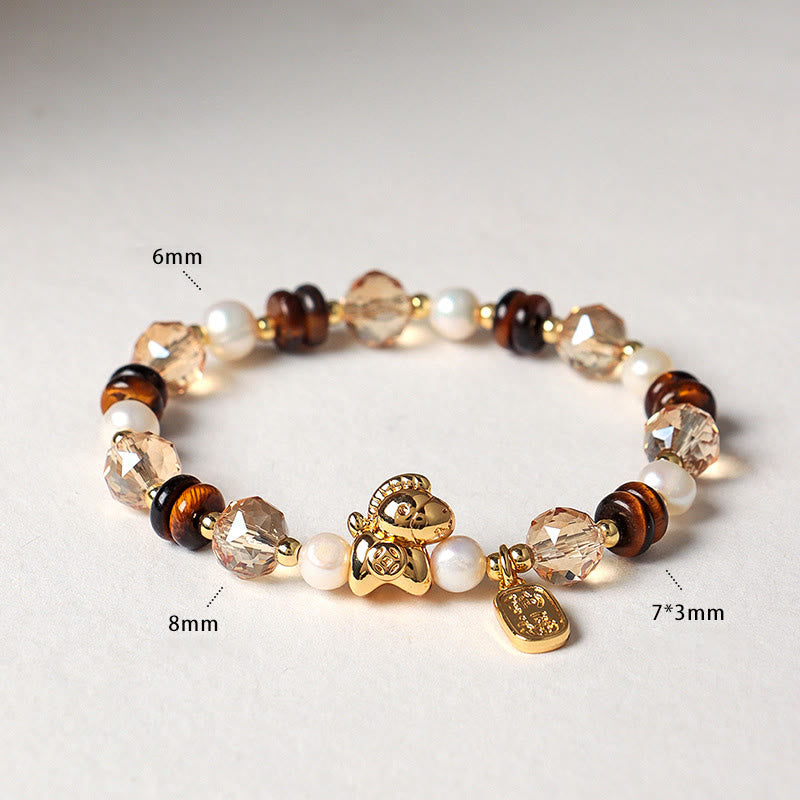 Nimara Ritual Tiger Eye Ice Obsidian Pearl Year Of The Horse Lucky Fortune Prosperity Bracelet