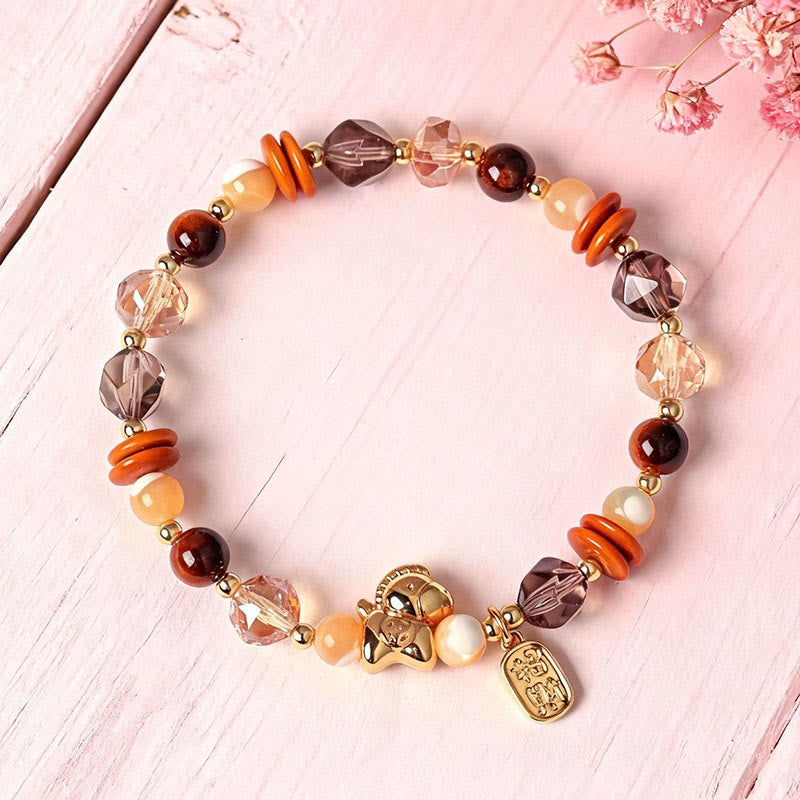Nimara Ritual Tiger Eye Ice Obsidian Pearl Year Of The Horse Lucky Fortune Prosperity Bracelet