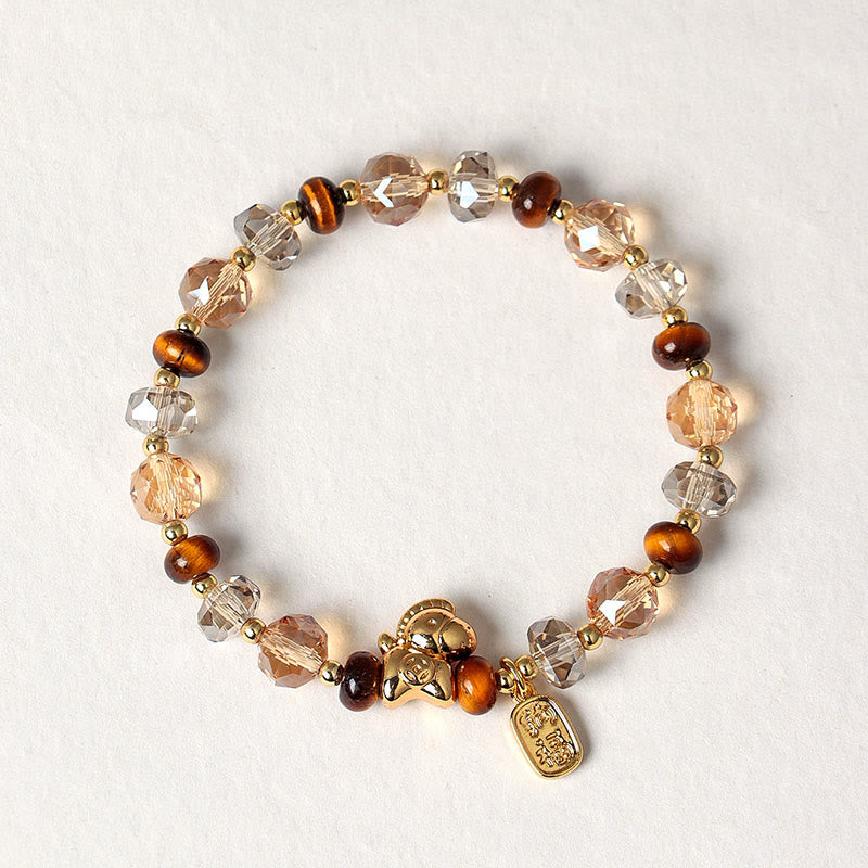 Nimara Ritual Tiger Eye Ice Obsidian Pearl Year Of The Horse Lucky Fortune Prosperity Bracelet