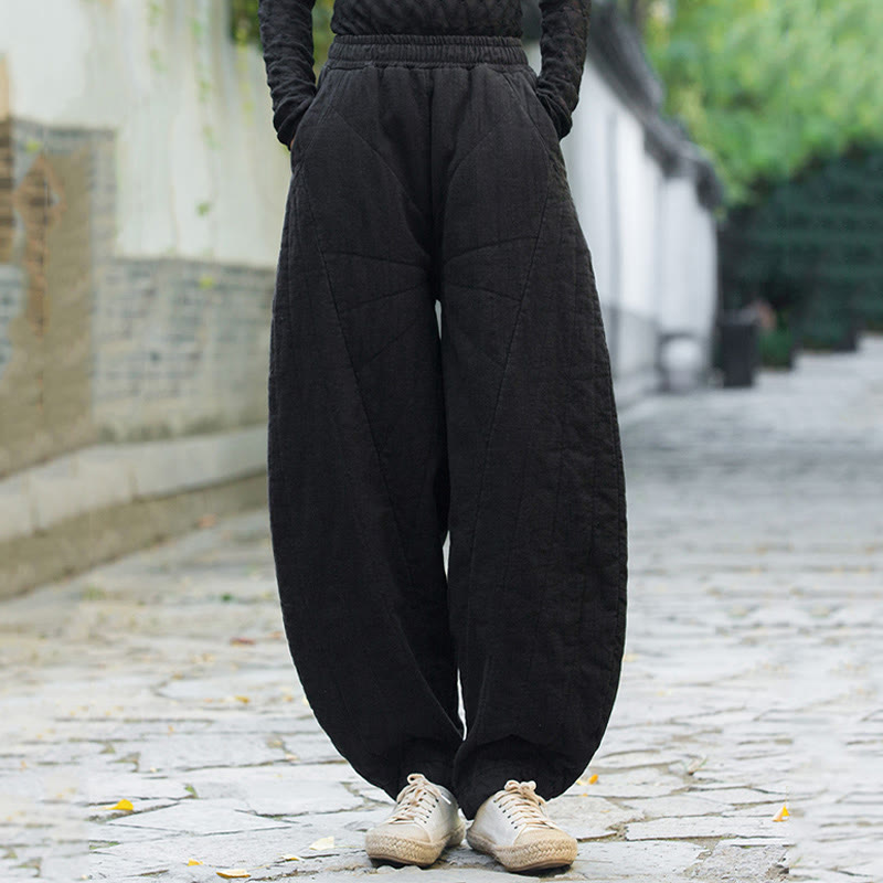 Nimara Ritual Plain Cotton Thick Women's 7-8 Length Pants With Pockets