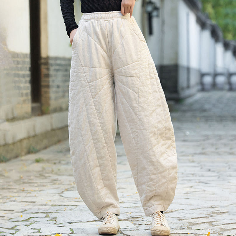 Nimara Ritual Plain Cotton Thick Women's 7-8 Length Pants With Pockets