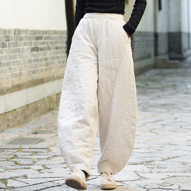 Nimara Ritual Plain Cotton Thick Women's 7-8 Length Pants With Pockets