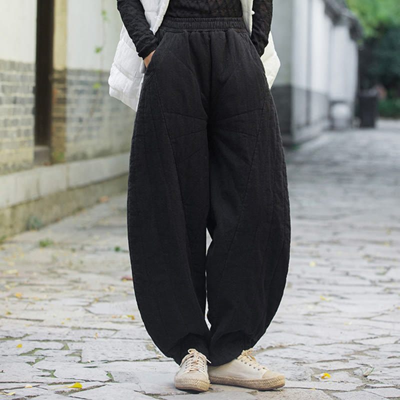 Nimara Ritual Plain Cotton Thick Women's 7-8 Length Pants With Pockets
