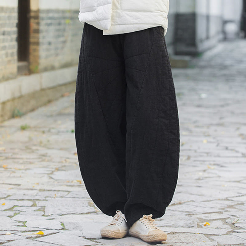 Nimara Ritual Plain Cotton Thick Women's 7-8 Length Pants With Pockets