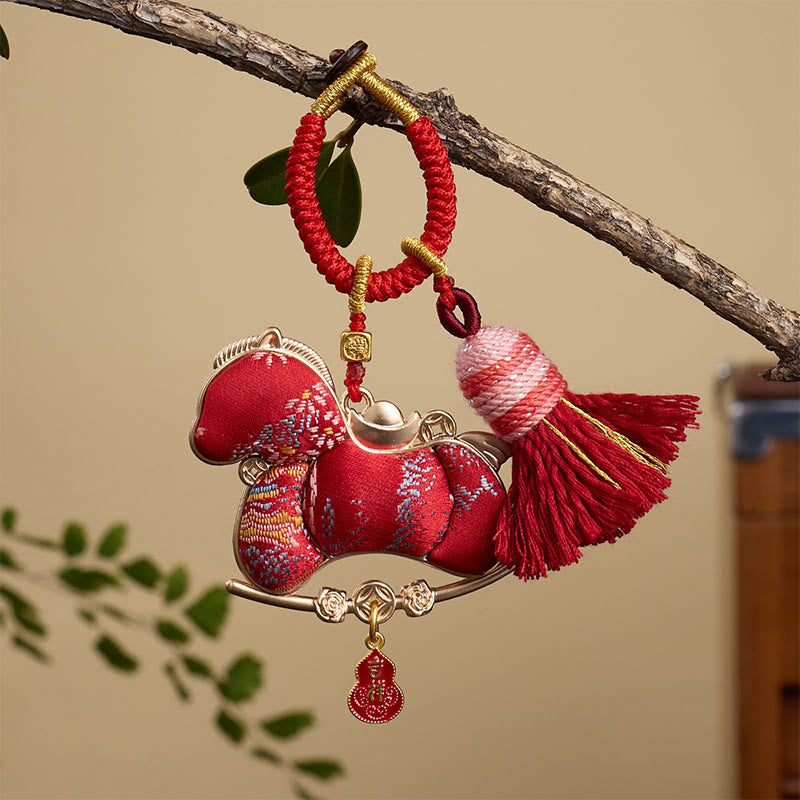Nimara Ritual Multicolored Year Of The Horse Gourd Ingot Design Freedom Prosperity Key Chain