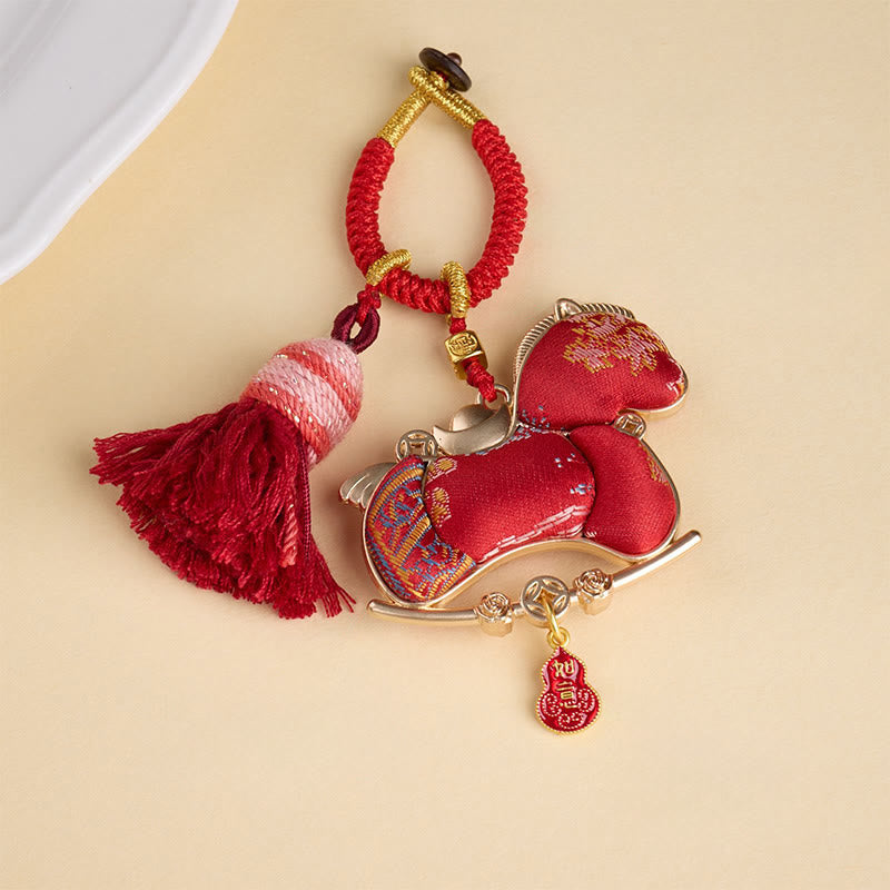 Nimara Ritual Multicolored Year Of The Horse Gourd Ingot Design Freedom Prosperity Key Chain