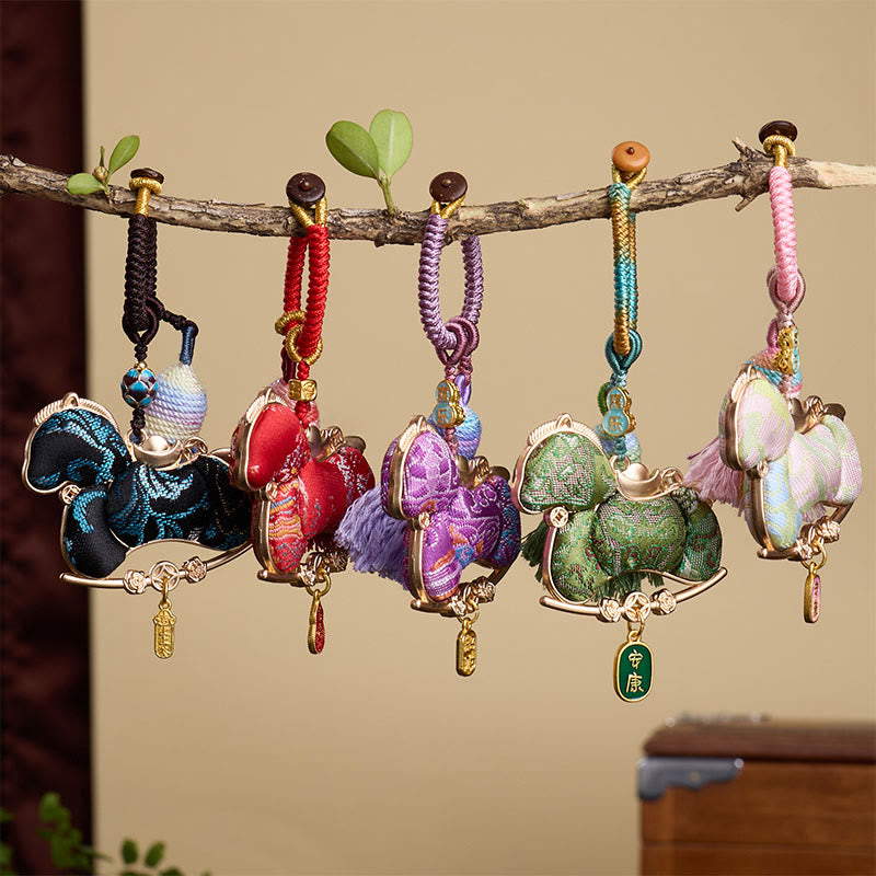 Nimara Ritual Multicolored Year Of The Horse Gourd Ingot Design Freedom Prosperity Key Chain