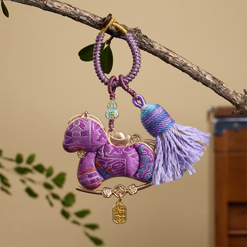 Nimara Ritual Multicolored Year Of The Horse Gourd Ingot Design Freedom Prosperity Key Chain