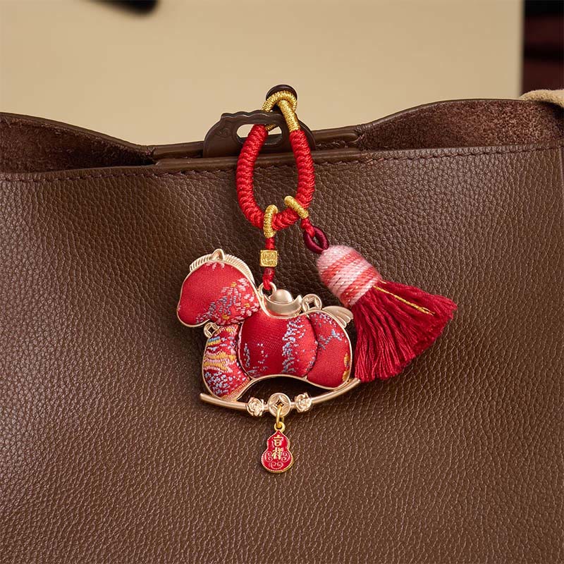 Nimara Ritual Multicolored Year Of The Horse Gourd Ingot Design Freedom Prosperity Key Chain