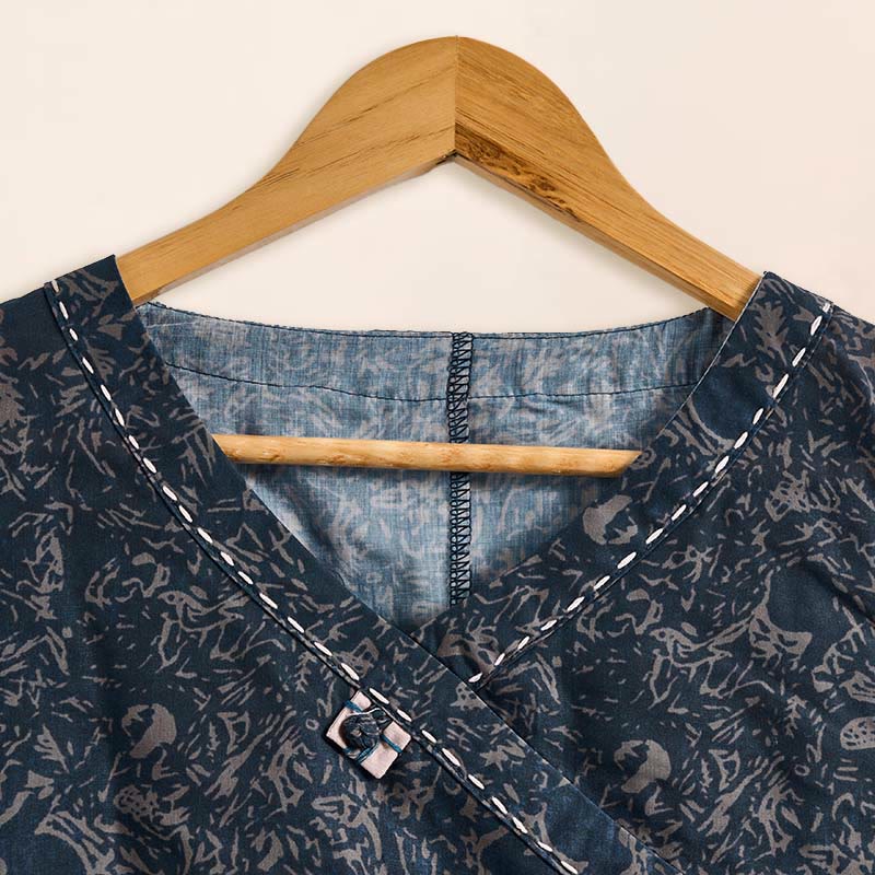 Nimara Ritual Spring V-Neck Printed Floral Pattern Women's Long Sleeve Shirt