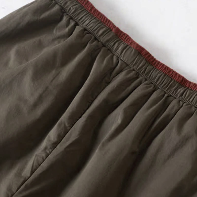 Nimara Ritual Plain Color Blocking Cotton Polyester Thick Women's Pants With Pockets