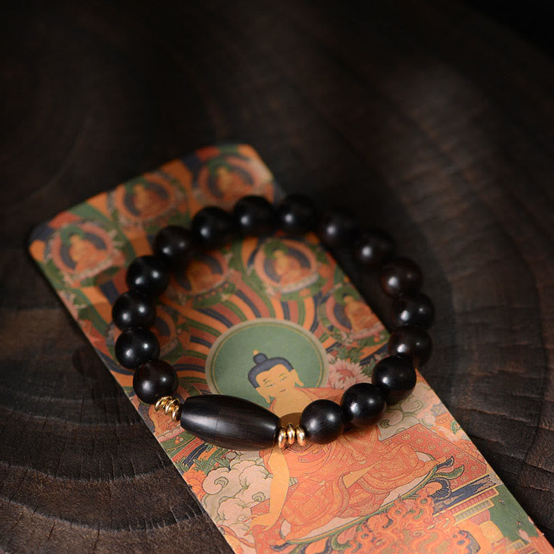 Nimara Ritual Ebony Beads With Sutra Scroll Blessing Protection Bracelet