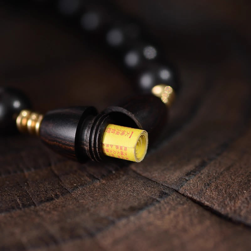 Nimara Ritual Ebony Beads With Sutra Scroll Blessing Protection Bracelet
