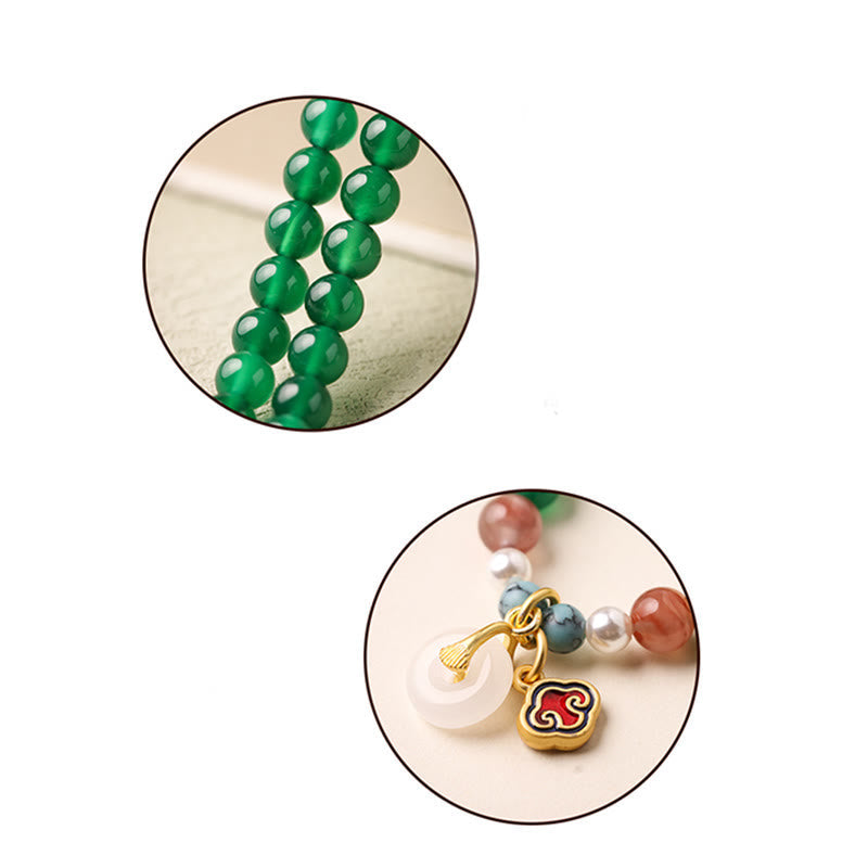 Nimara Ritual Peace Buckle Green Agate Power Support Tibet Mala