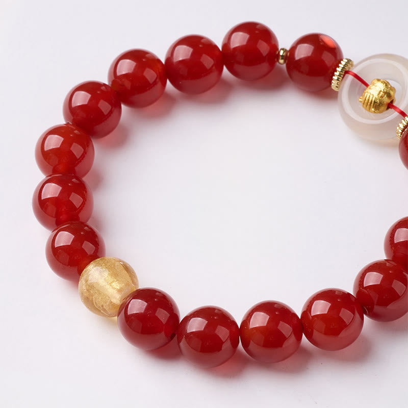 Nimara Ritual Chinese Zodiac Year Of The Horse Peace Buckle Red Agate White Chalcedony Confidence Bracelet