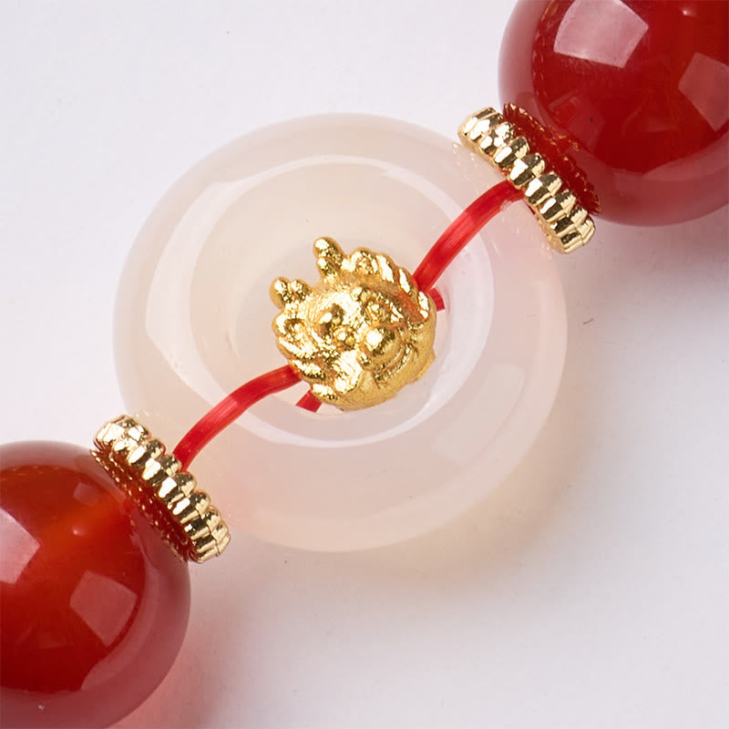 Nimara Ritual Chinese Zodiac Year Of The Horse Peace Buckle Red Agate White Chalcedony Confidence Bracelet