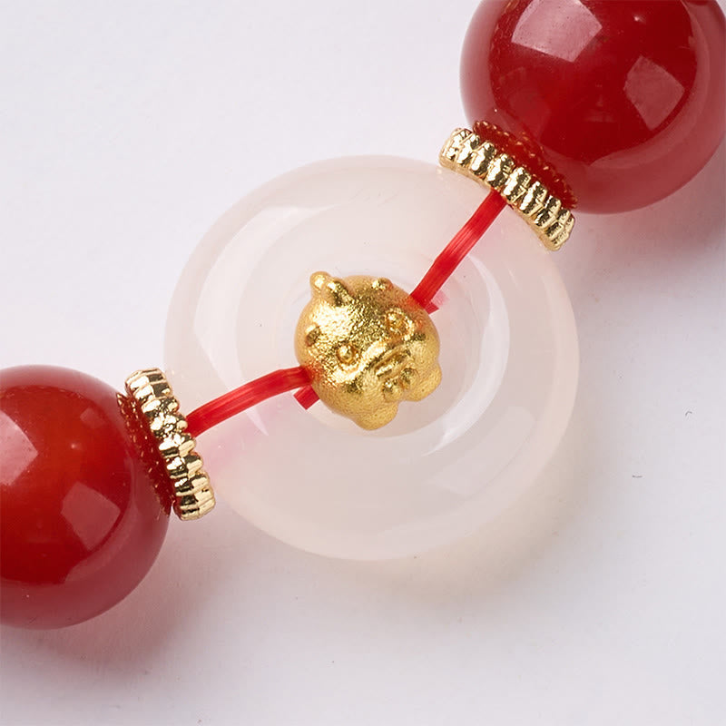 Nimara Ritual Chinese Zodiac Year Of The Horse Peace Buckle Red Agate White Chalcedony Confidence Bracelet