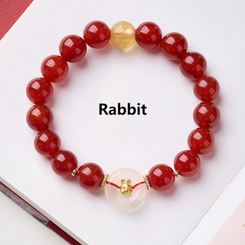Nimara Ritual Chinese Zodiac Year Of The Horse Peace Buckle Red Agate White Chalcedony Confidence Bracelet