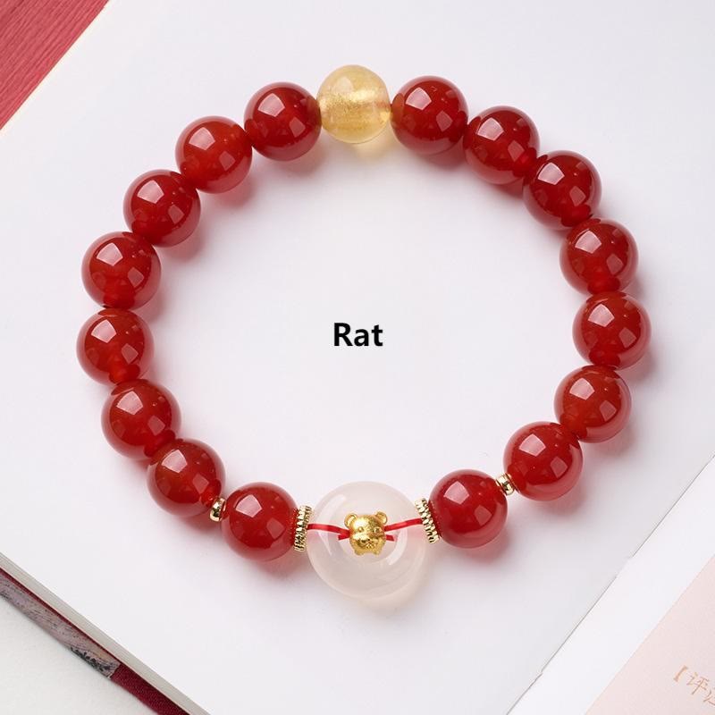 Nimara Ritual Chinese Zodiac Year Of The Horse Peace Buckle Red Agate White Chalcedony Confidence Bracelet
