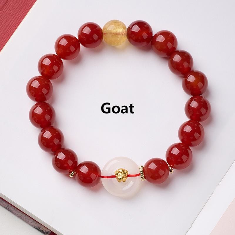Nimara Ritual Chinese Zodiac Year Of The Horse Peace Buckle Red Agate White Chalcedony Confidence Bracelet